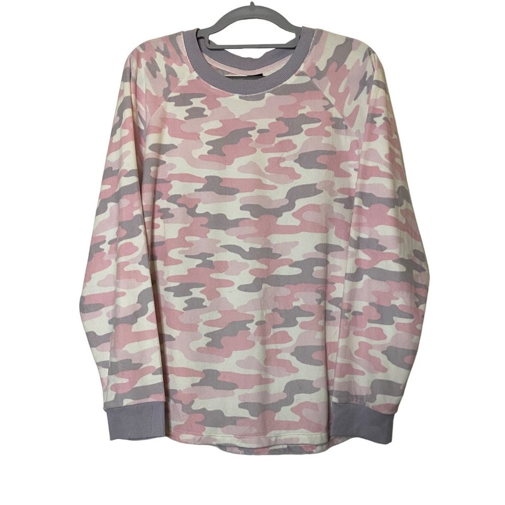 New Kensie pink camo fuzzy sweatshirt pajama top‎ Sz XL